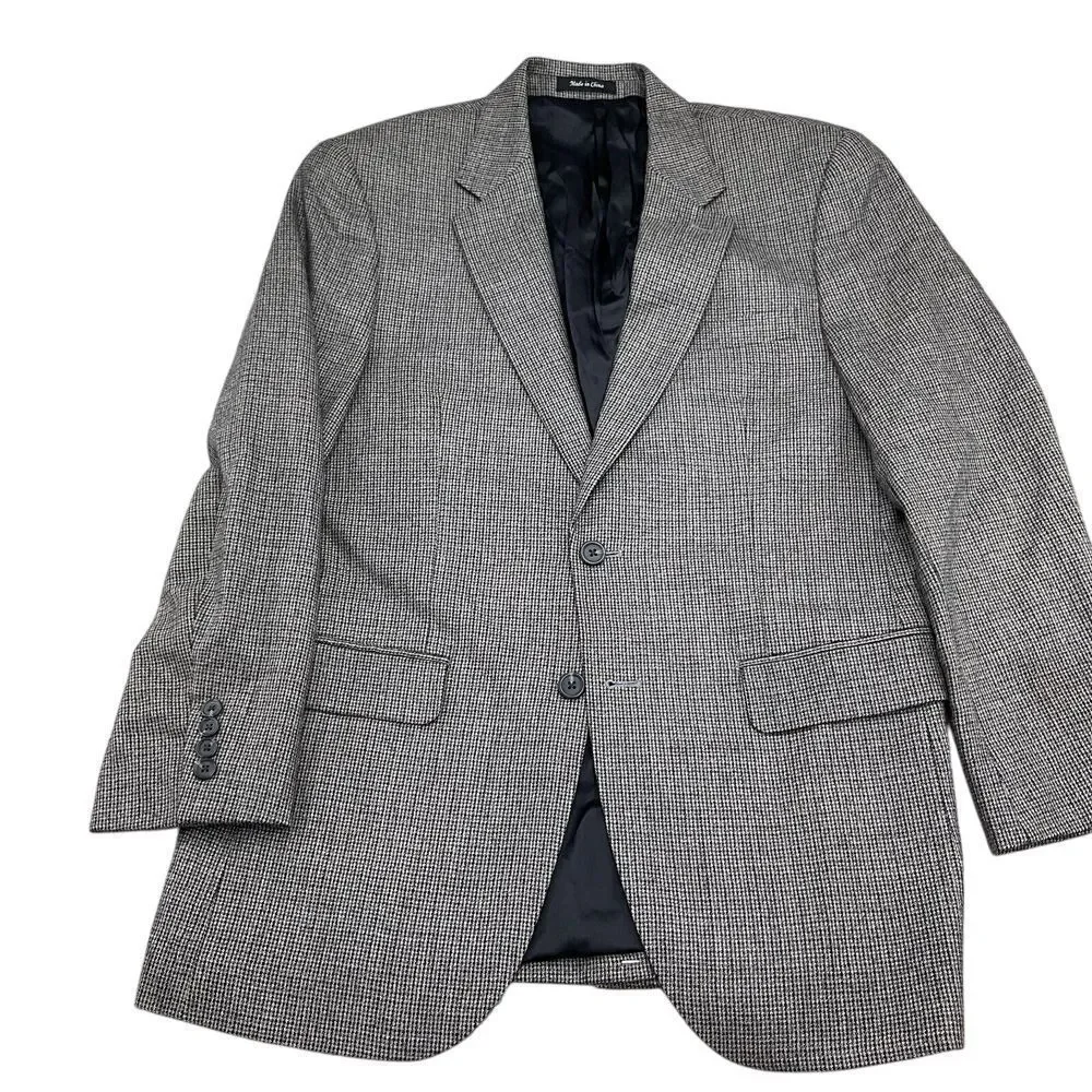 Chaps Blazer Men 40R Black Gray Brown Lambswool Classic‎ Career Sport Jacket